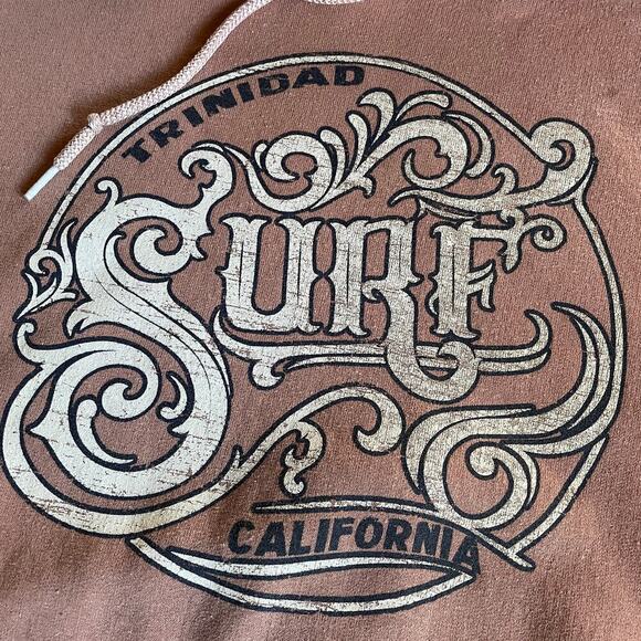Vintage Trinidad California Surf Hoodie Sweatshirt Mens Small Pink Brown 90s Y2K - Picture 3 of 11